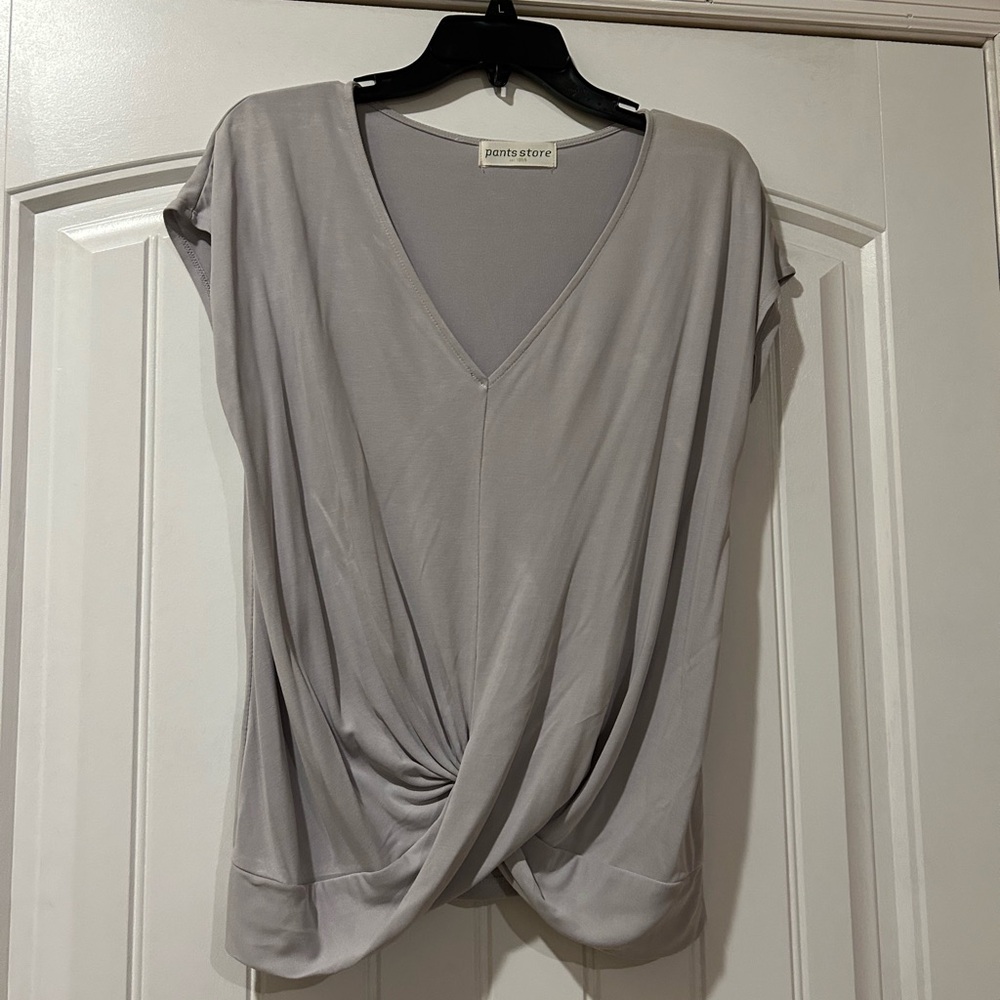 Women's Elegant Gray V-Neck Blouse
